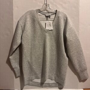 New Spanx Women's Air Essentials Brushed V Neck Tunic Pale Grey Heather S